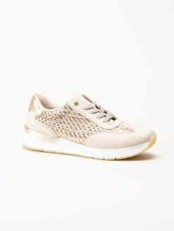 Rieker - Beige sneakers i textil