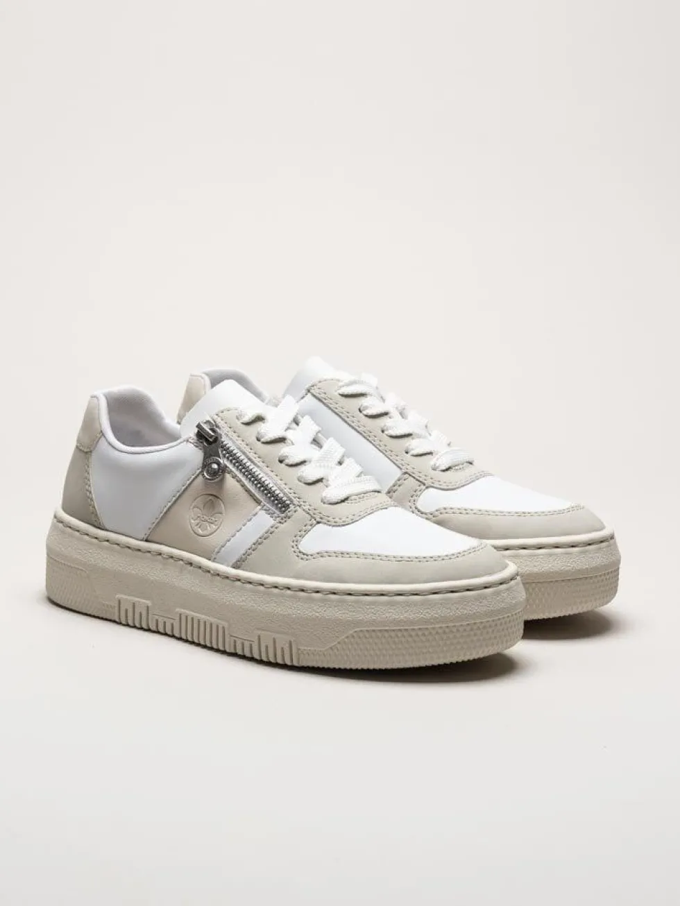 Rieker - Flerfärgad vita platåsneakers