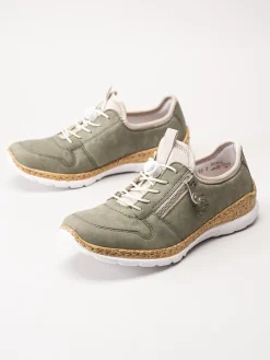 Rieker - Gröna sneakers i skinnimitation