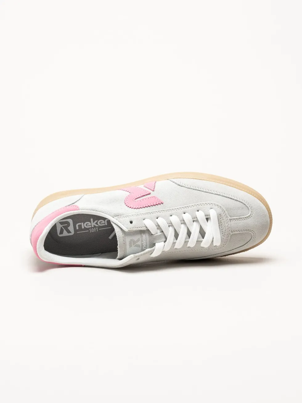 Rieker - Ljusgrön sneakers i mocka