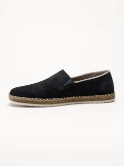 Rieker - Mörkblå slip on skor i nubuck