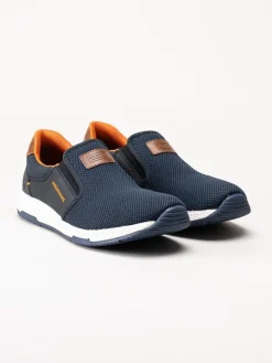 Rieker - Mörkblå slip on skor i stickad mesh