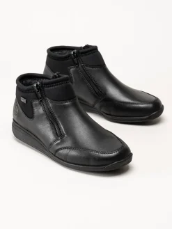 Rieker - Svarta boots i skinn och textil