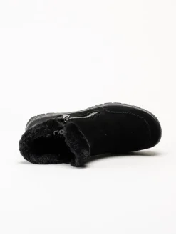 Rieker - Svarta fodrade boots i mocka