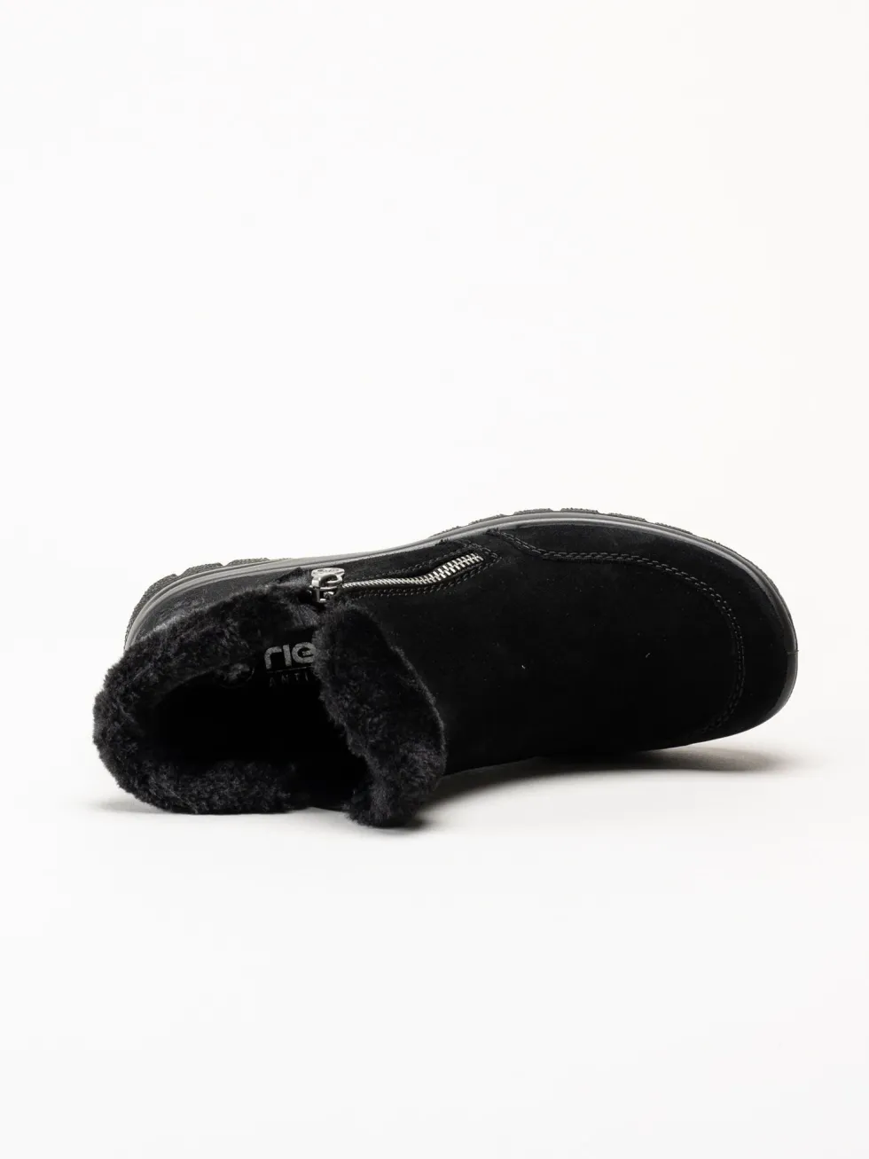 Rieker - Svarta fodrade boots i mocka