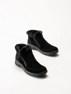 Rieker - Svarta fodrade boots i mocka