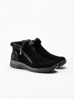 Rieker - Svarta fodrade boots i mocka