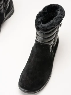 Rieker - Svarta fodrade boots i mocka