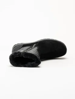 Rieker - Svarta fodrade boots i mocka