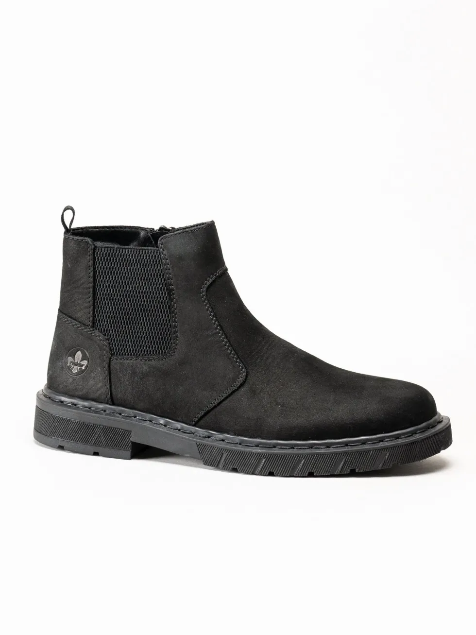 Rieker - Svarta fodrade boots i oljad nubuck