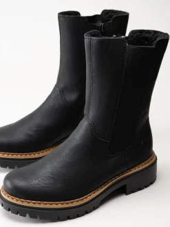 Rieker - Svarta fodrade höga resårboots