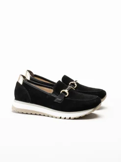 Rieker - Svarta loafers i mocka