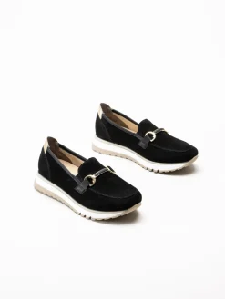 Rieker - Svarta loafers i mocka