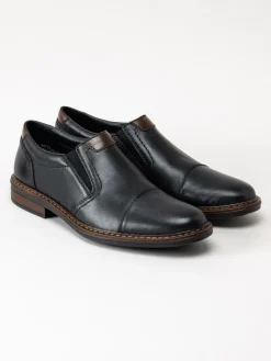 Rieker - Svarta loafers i skinn