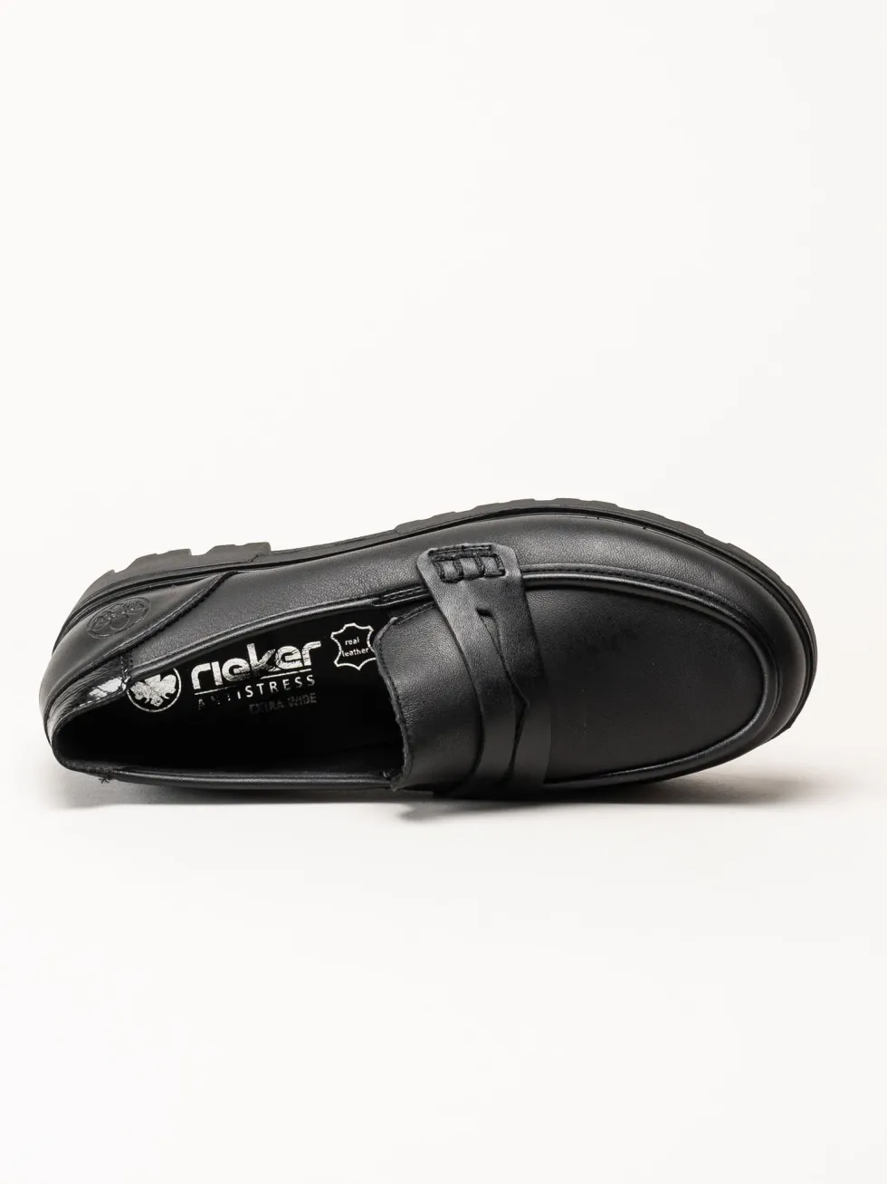 Rieker - Svarta loafers i skinn