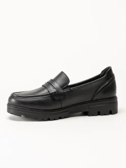 Rieker - Svarta loafers i skinn
