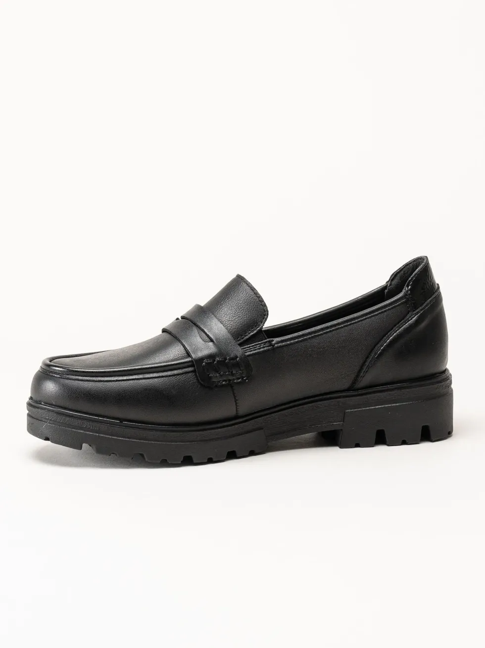Rieker - Svarta loafers i skinn