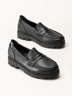 Rieker - Svarta loafers i skinn