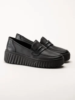 Rieker - Svarta loafers i skinn