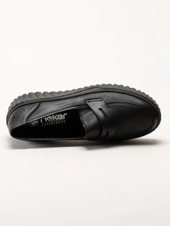 Rieker - Svarta loafers i skinn