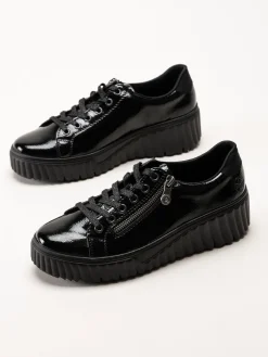 Rieker - Svarta platåsneakers i skinn-lack