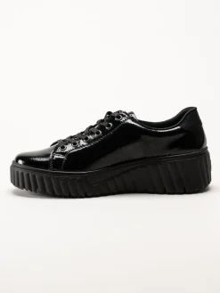 Rieker - Svarta platåsneakers i skinn-lack