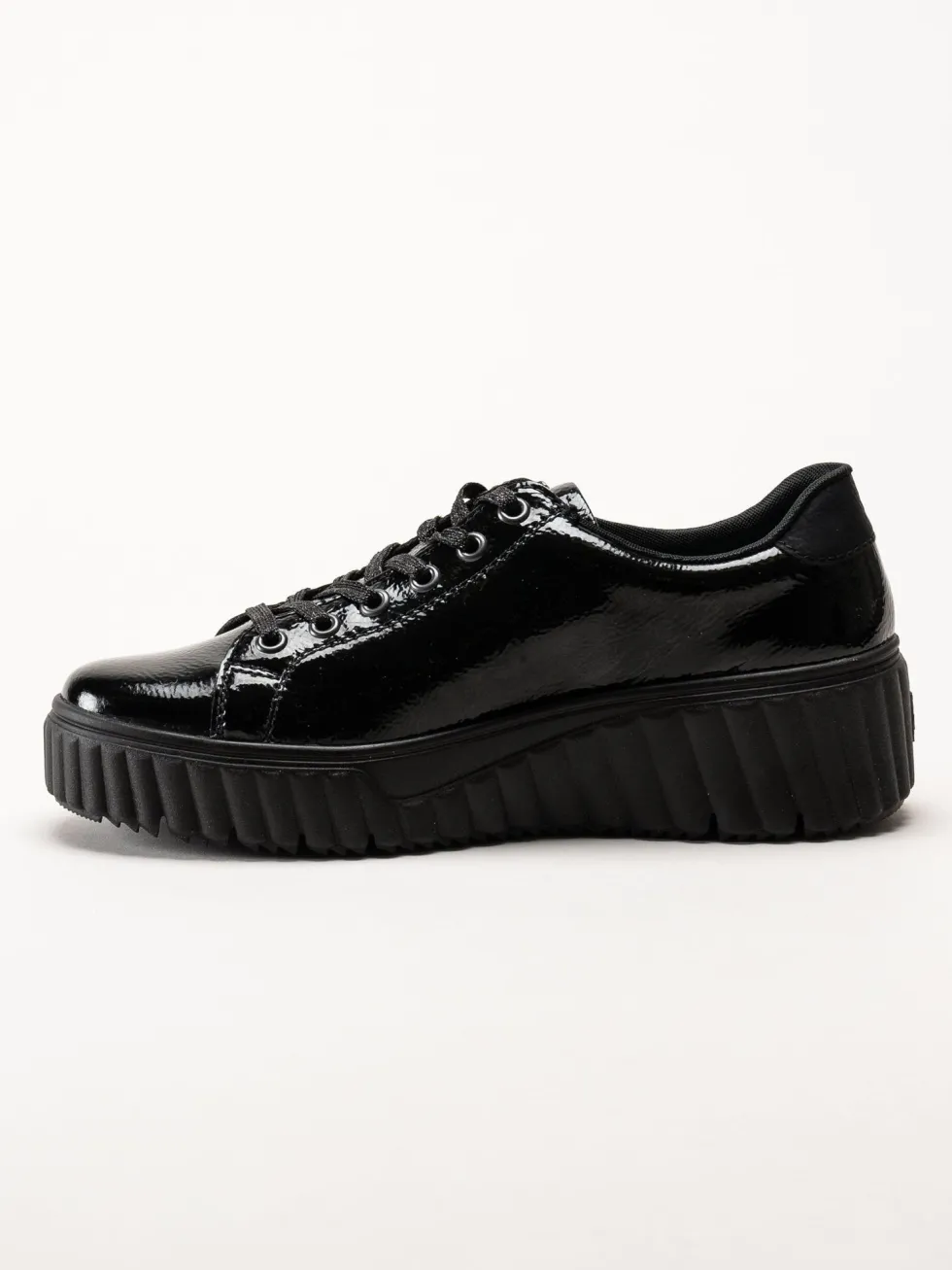 Rieker - Svarta platåsneakers i skinn-lack