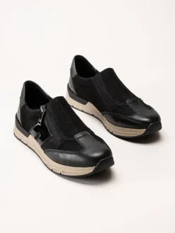 Rieker - Svarta promenadsneakers i nubuck och skinn