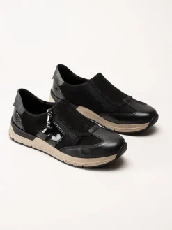 Rieker - Svarta promenadsneakers i nubuck och skinn