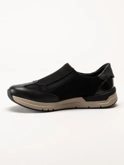 Rieker - Svarta promenadsneakers i nubuck och skinn