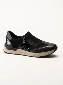 Rieker - Svarta promenadsneakers i nubuck och skinn