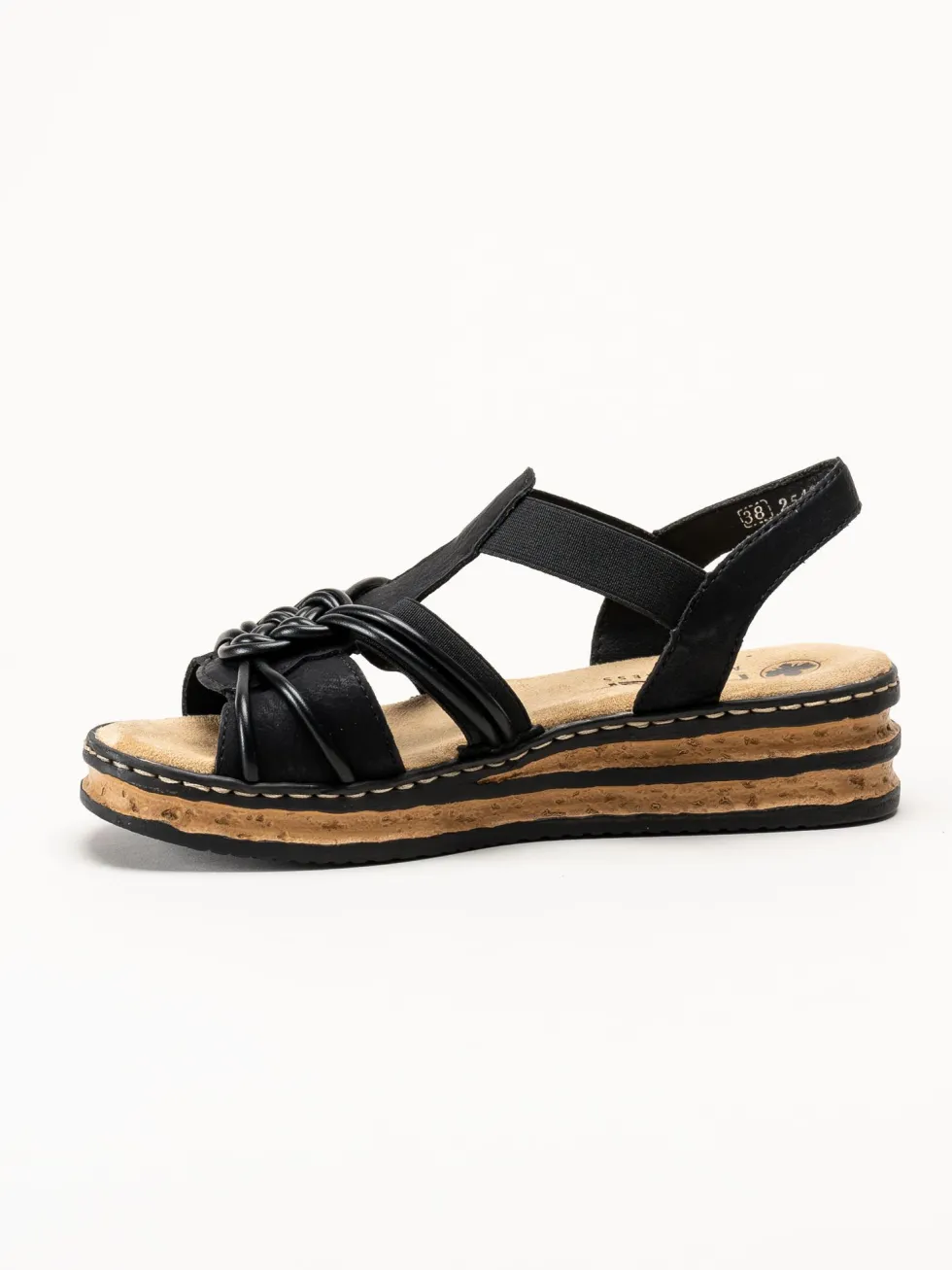 Rieker - Svarta remsandaletter