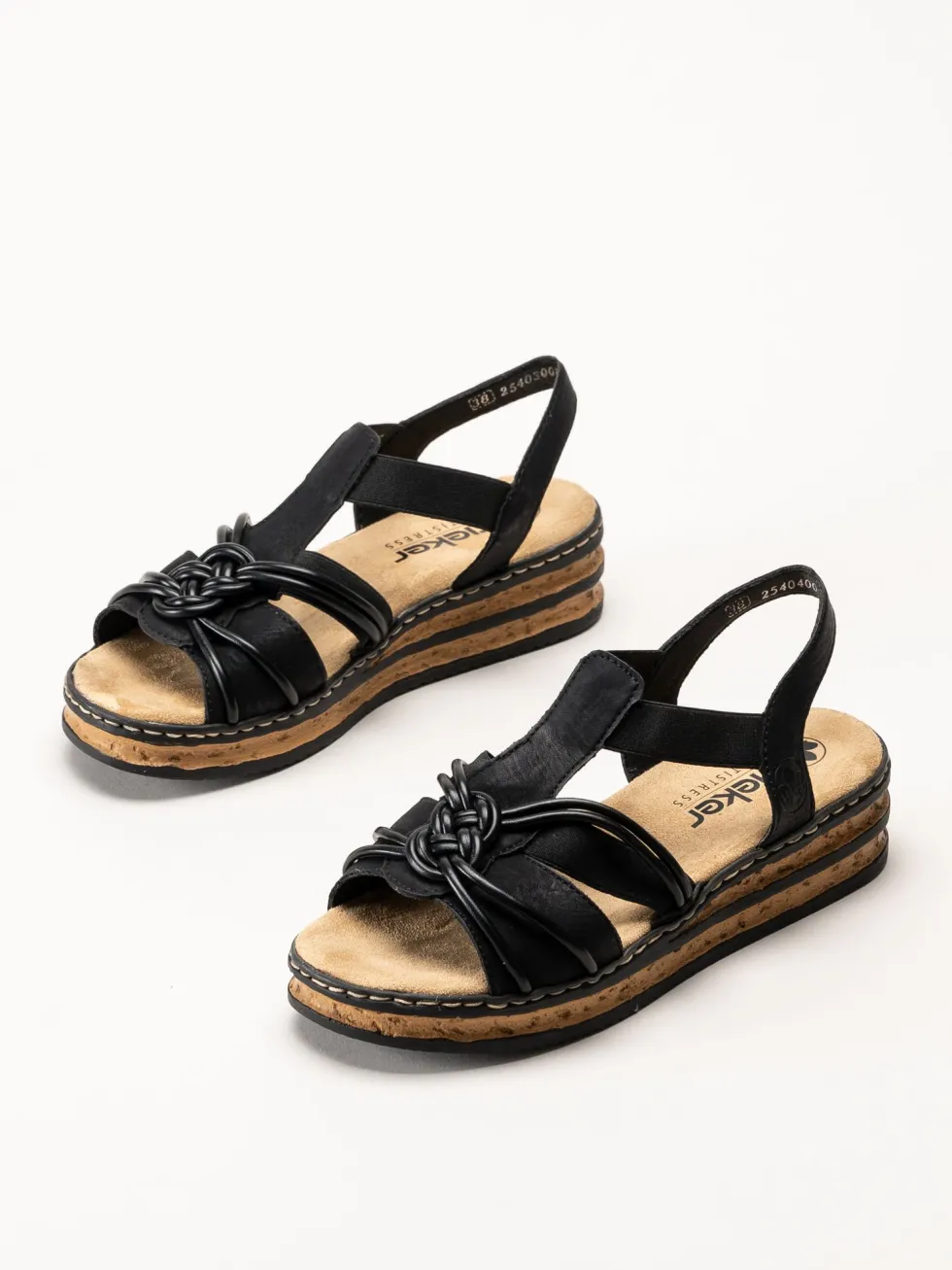 Rieker - Svarta remsandaletter