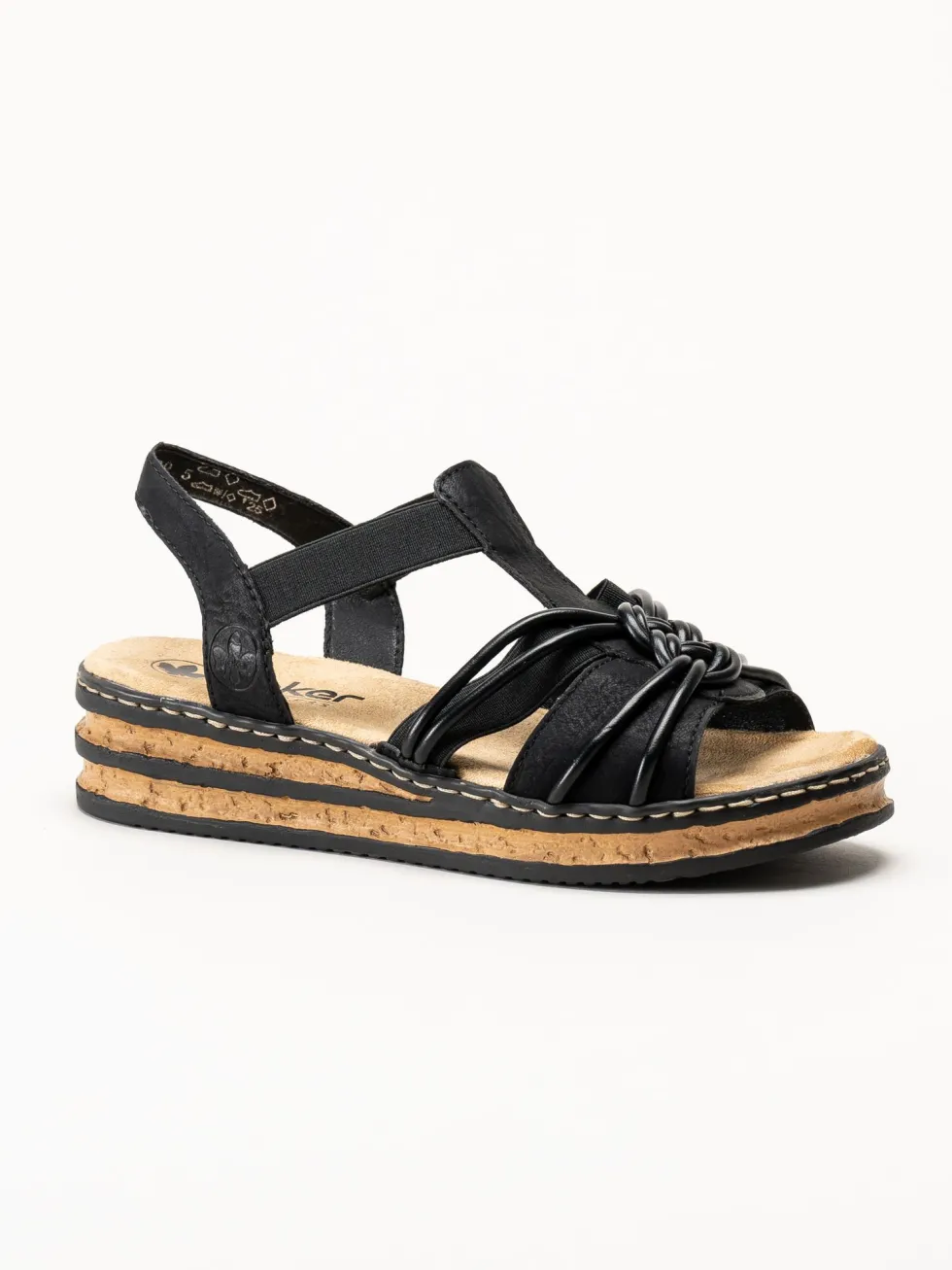 Rieker - Svarta remsandaletter