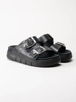 Rieker - Svarta slip in sandaler i skinnimitation