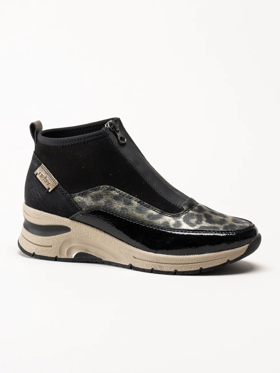 Rieker - Svarta sneakerboots med kilklack