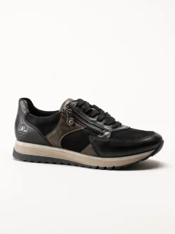 Rieker - Svarta sneakers i nubuck och skinn