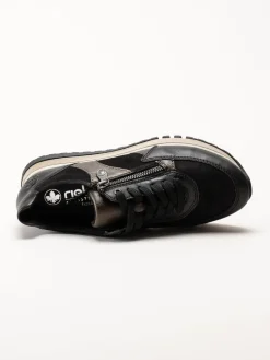 Rieker - Svarta sneakers i nubuck och skinn