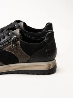 Rieker - Svarta sneakers i nubuck och skinn