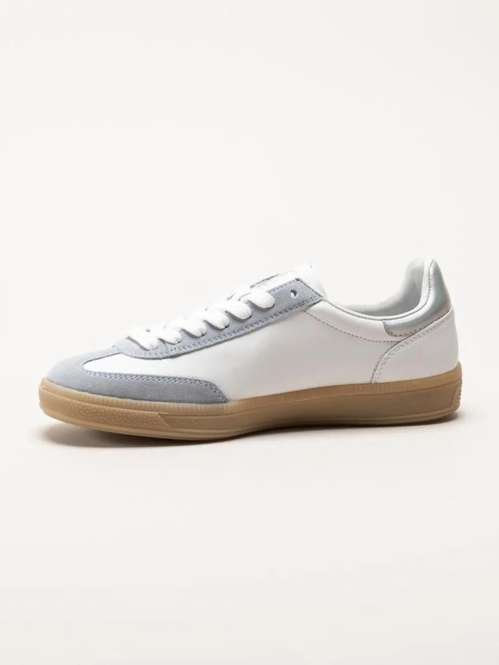 Rieker - Vita retro sneakers i skinn och mocka
