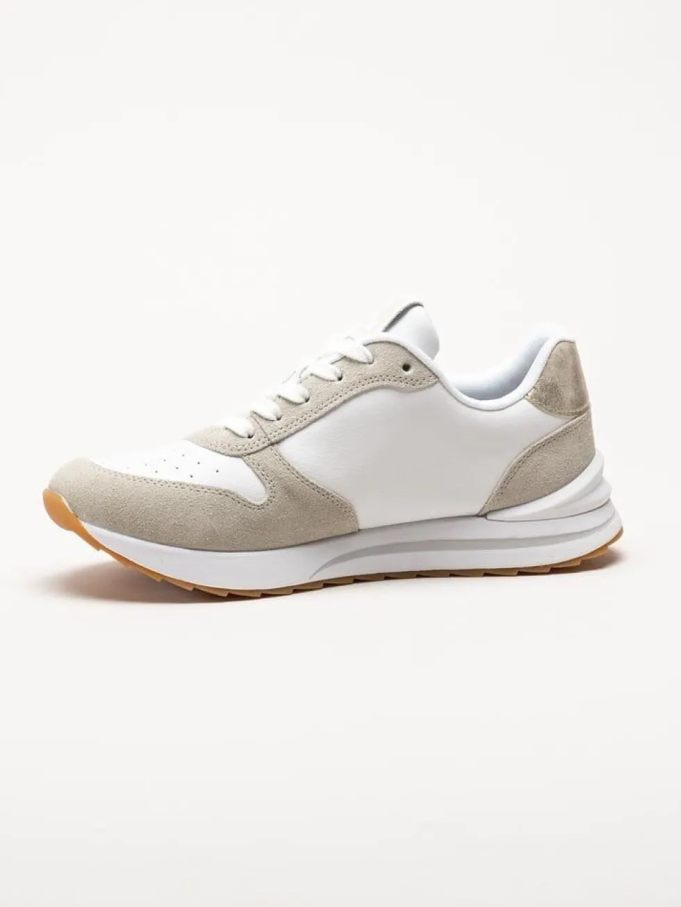 Rieker - Vit beige sneakers i skinn och mocka
