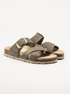 Rohde - Elba - Olivgröna slip in sandaler i nubuck