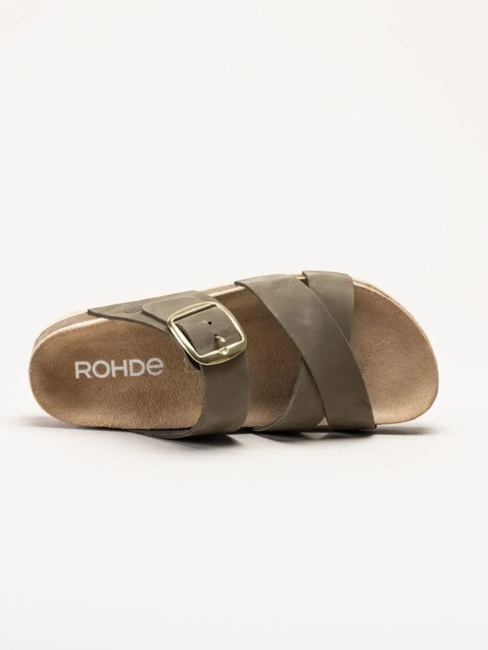 Rohde - Elba - Olivgröna slip in sandaler i nubuck