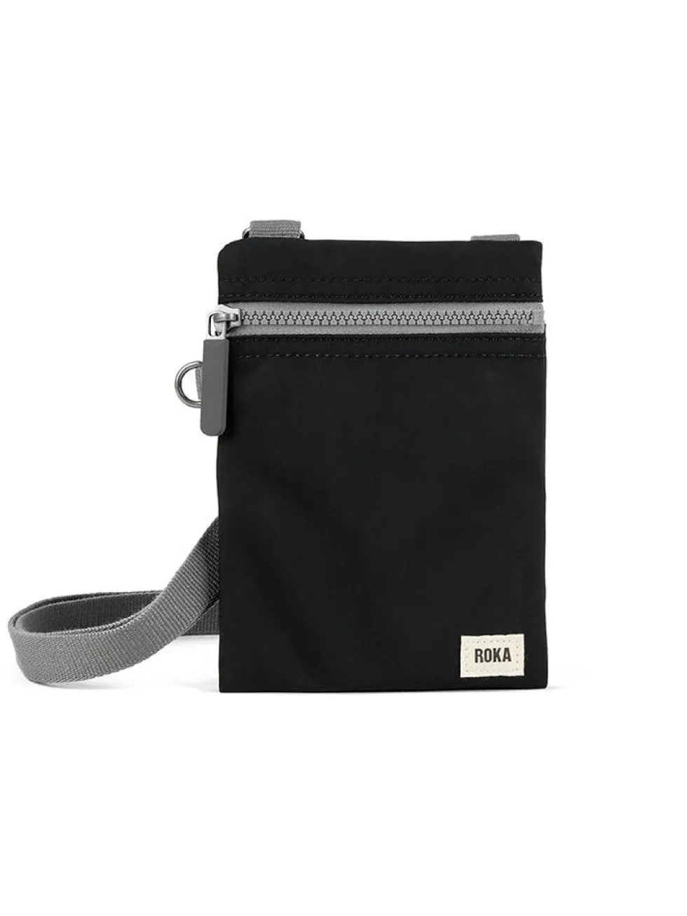 ROKA - Chelsea Recycled Canvas - Svart mobilväska i canvas