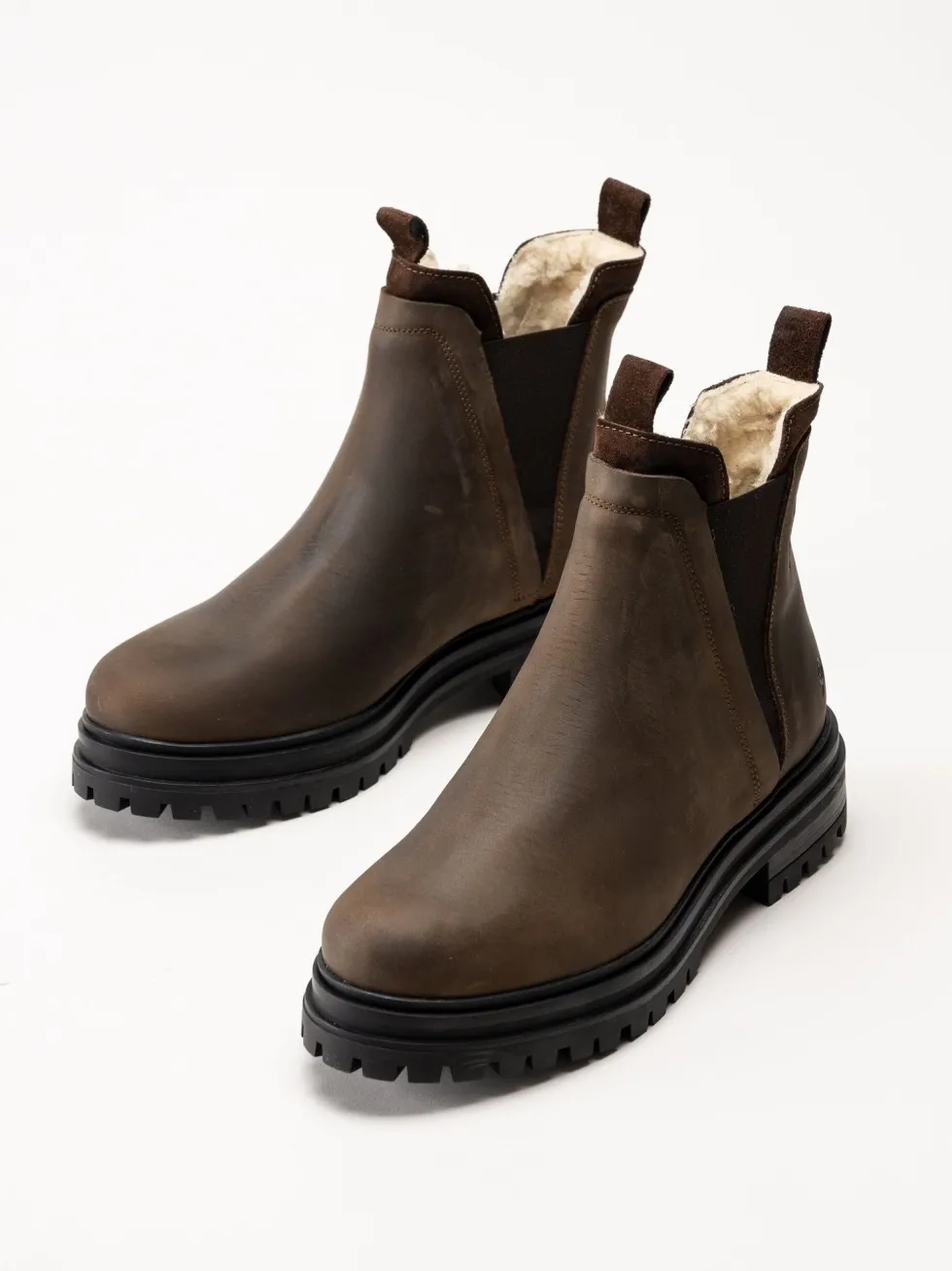 Rosa Negra - Bruna fodrade chelsea boots i oljad nubuck