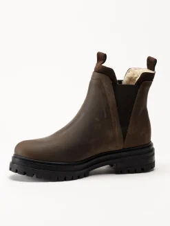 Rosa Negra - Bruna fodrade chelsea boots i oljad nubuck