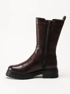 Rosa Negra - Mörkbruna höga resårboots i skinn