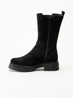 Rosa Negra - Svarta höga resårboots i mocka