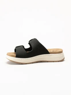 Scholl - Scilla 2 Buckles - Svarta sandaler i nubuck