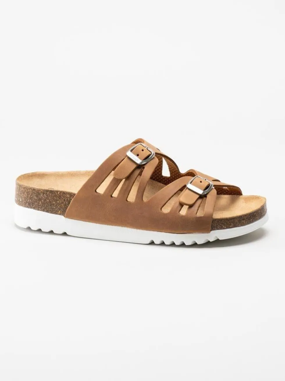 Scholl - Ystad - Ljusbruna slip in sandaler i nubuck